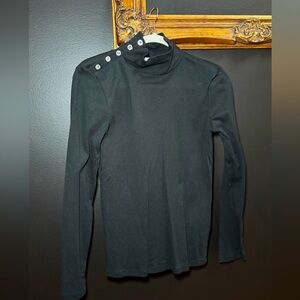 J. Crew Black Turtleneck with Jewel Button Accents